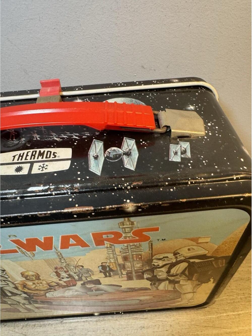 Vintage 1977 Star Wars Thermos Metal Lunch Box No Thermos X-Wing TIE Fighter - Picture 6 of 10
